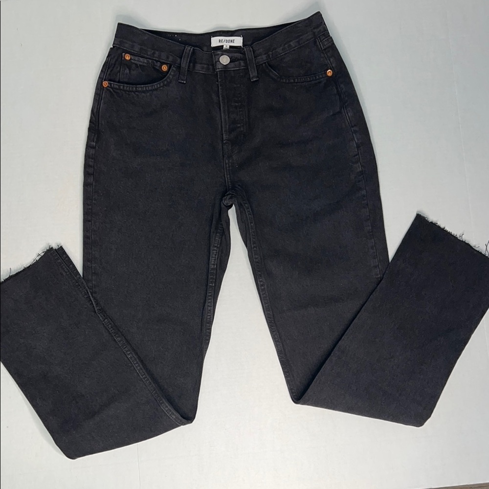RE/DONE SKINNY BOOT BLACK RAW HEM JEANS 26